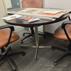 Espresso 42" Round Office Meeting Table w/ Chrome Base
